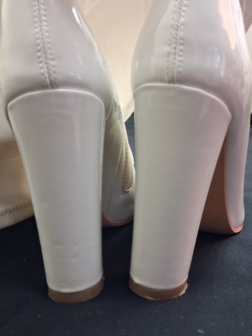 WSKEISP White Patent Thigh High Boots Size EU 39 US 8.5-9 High Block Heel - Picture 5 of 11